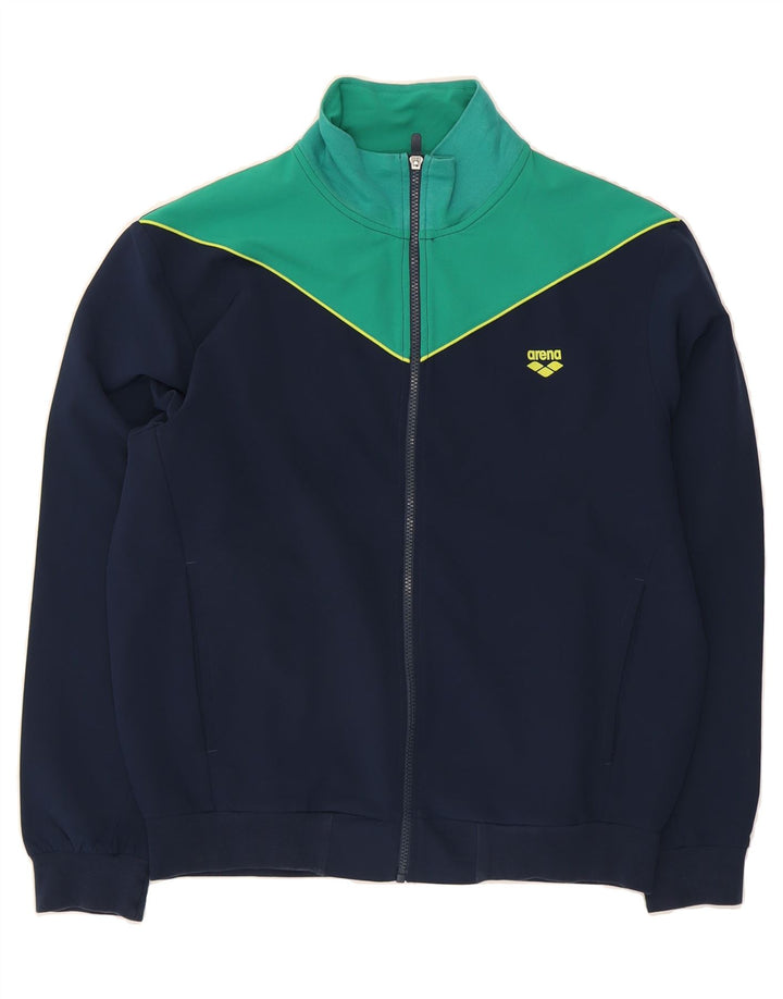 ARENA Mens Tracksuit Top Jacket Medium Navy Blue Colourblock Polyester Vintage Arena and Second-Hand Arena from Messina Hembry 
