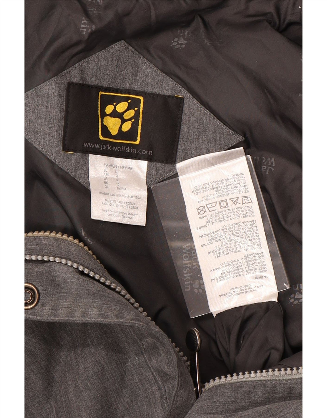 JACK WOLFSKIN Veste Parka à Capuche Femme UK 10 Petit Gris Polyester