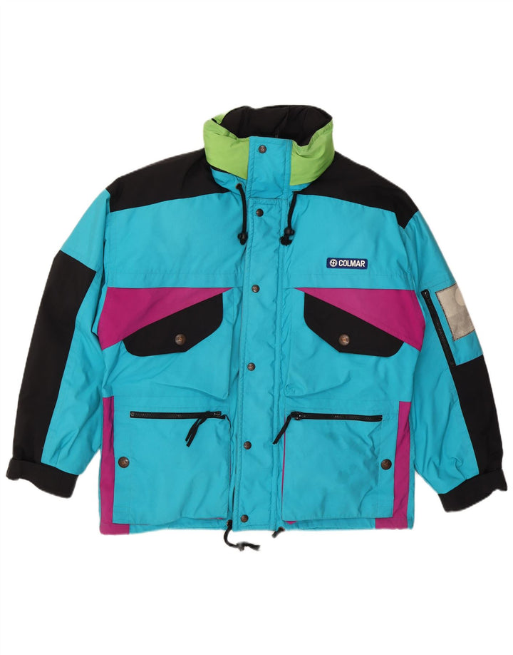 Colmar Veste de ski à capuche coupe ample pour homme IT 50 Bleu moyen Colourblock
