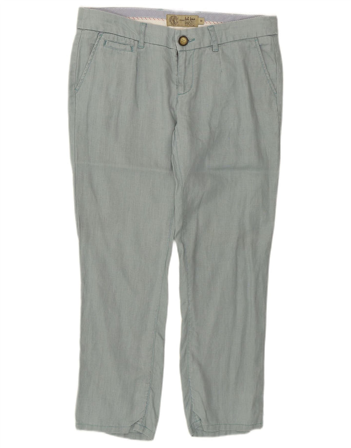 FAT FACE Pantalon décontracté droit pour femme UK 10 Small W32 L25 Lin vert