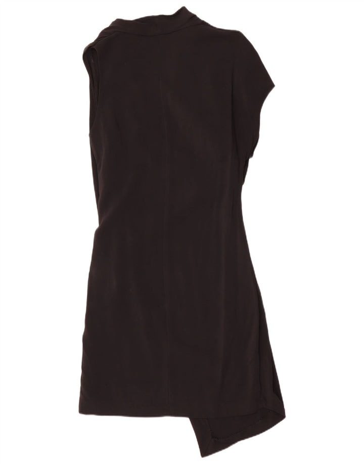 VINTAGE Robe Asymétrique Sans Manches Femme IT 44 Viscose Noir Moyen