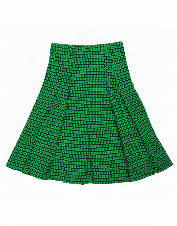 vintage Femme A-Line Jupe EU 40 Moyen W28 Vert Géométrique Polyester