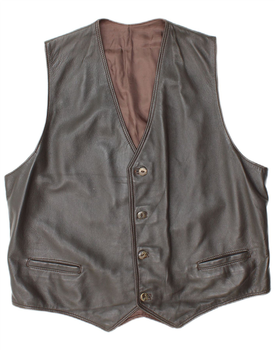 VINTAGE Gilet en cuir homme UK 38 Gris moyen