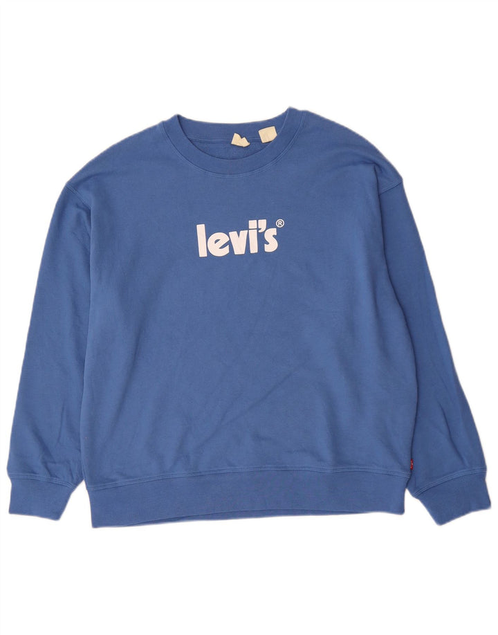 Levi's Sweat-Shirt Graphique Femme UK 16 Large Bleu Coton