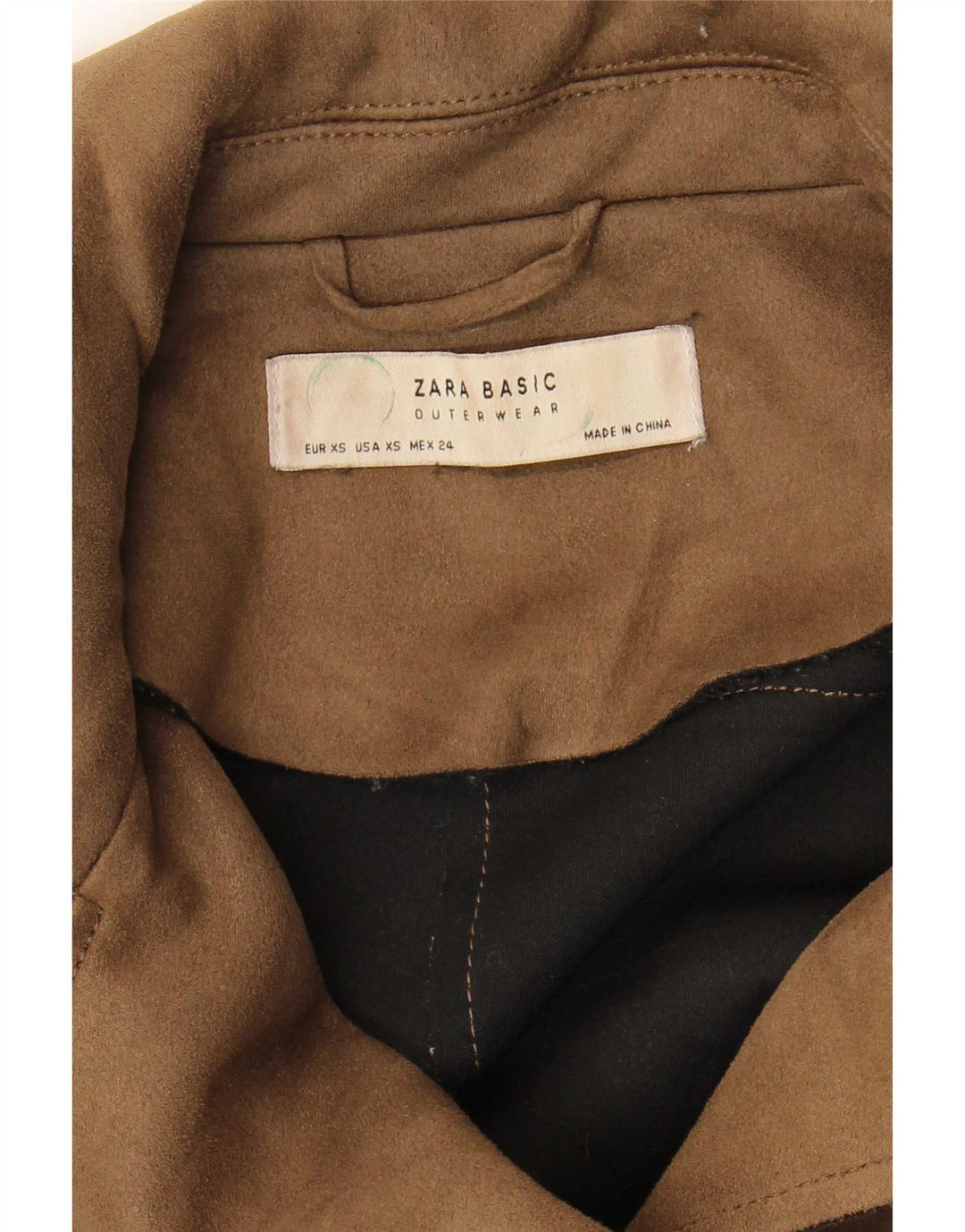 Zara Veste de motard courte pour femme UK 6 XS Marron