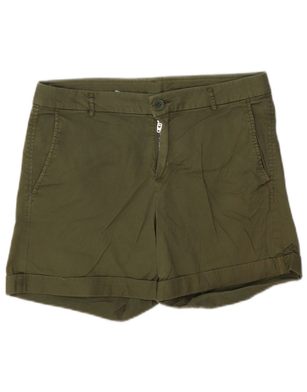 BENETTON Short Chino Femme UK 10 Small W30 Coton Kaki