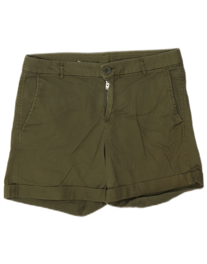 BENETTON Short Chino Femme UK 10 Small W30 Coton Kaki