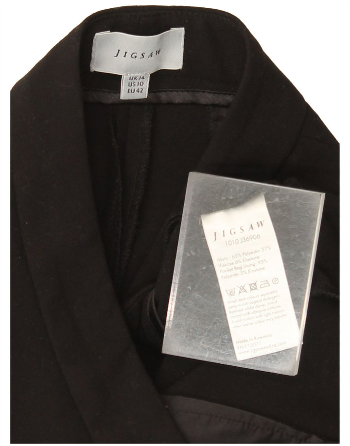 JIGSAW Pantalon court droit pour femme UK 14 Large W34 L25 Noir