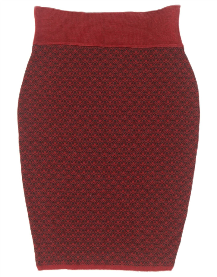 Jupe crayon à motif abstrait pour femme Sevres IT 44 Medium W28 laine bordeaux