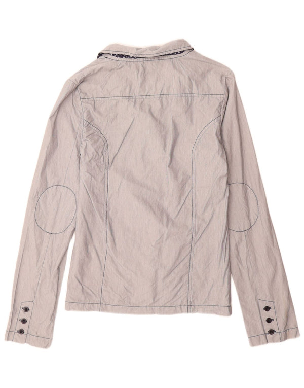 North Pole Veste blazer à 3 boutons pour femme UK 16 Grand coton à fines rayures bleues