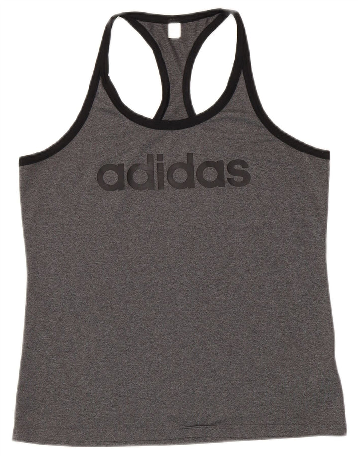 ADIDAS Femmes Climalite Graphic Débardeur UK 12/14 Gris Moyen Polyester