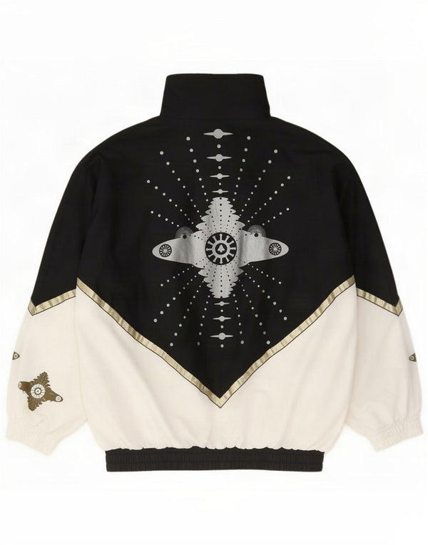 Vintage Womens Graphic Survêtement Top Jacket UK 10/12 Small Black