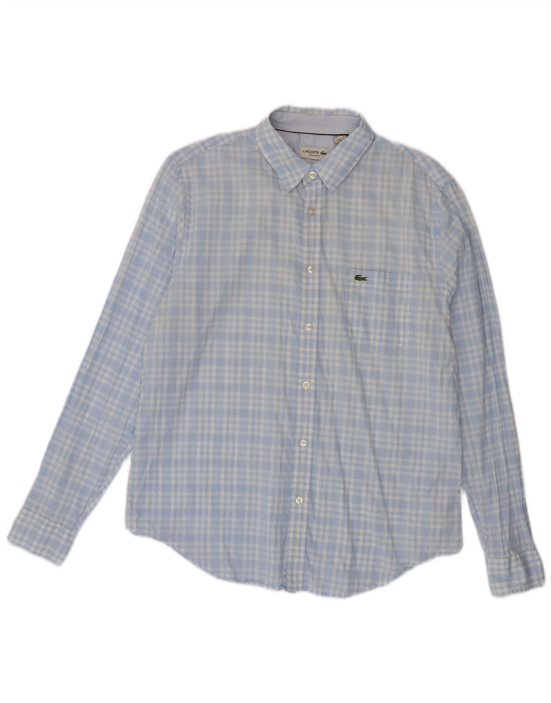 Lacoste Chemise coupe régulière pour homme Taille 42 Grand coton à carreaux bleus