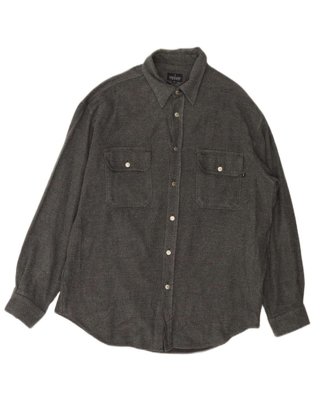 Trussardi Jeans Chemise Flanelle XL Gris Viscose Homme