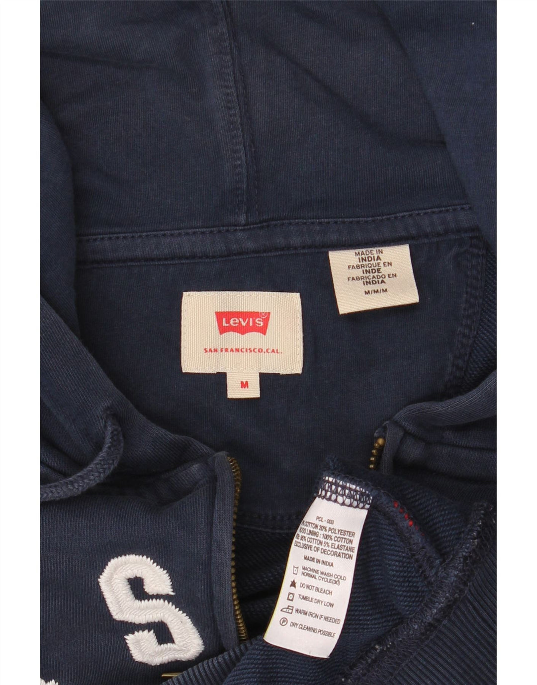 LEVI'S Sweat à Capuche Zippé Graphique Homme Bleu Marine Moyen Coton