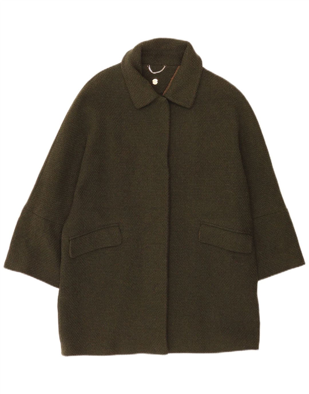 Massimo Dutti Manteau surdimensionné pour femme UK 10 Petite laine kaki