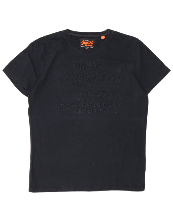 SUPERDRY T-Shirt Graphique Homme Top XL Noir Coton