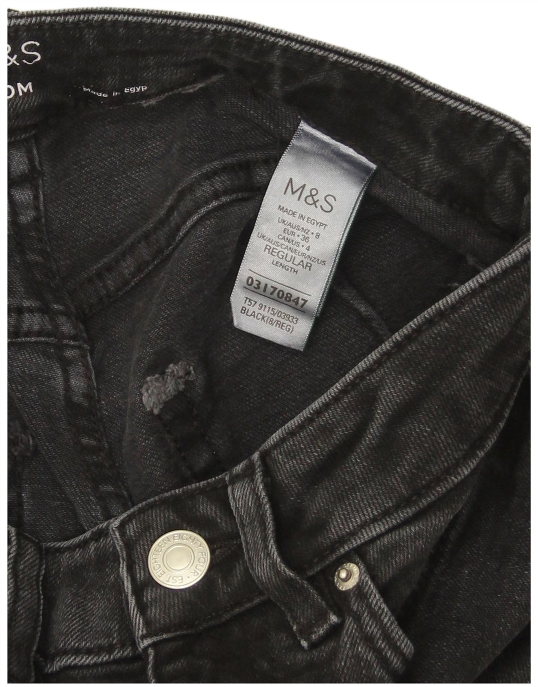 MARKS & SPENCER Jean fuselé pour femme UK 8 Small W26 L26 Gris Coton