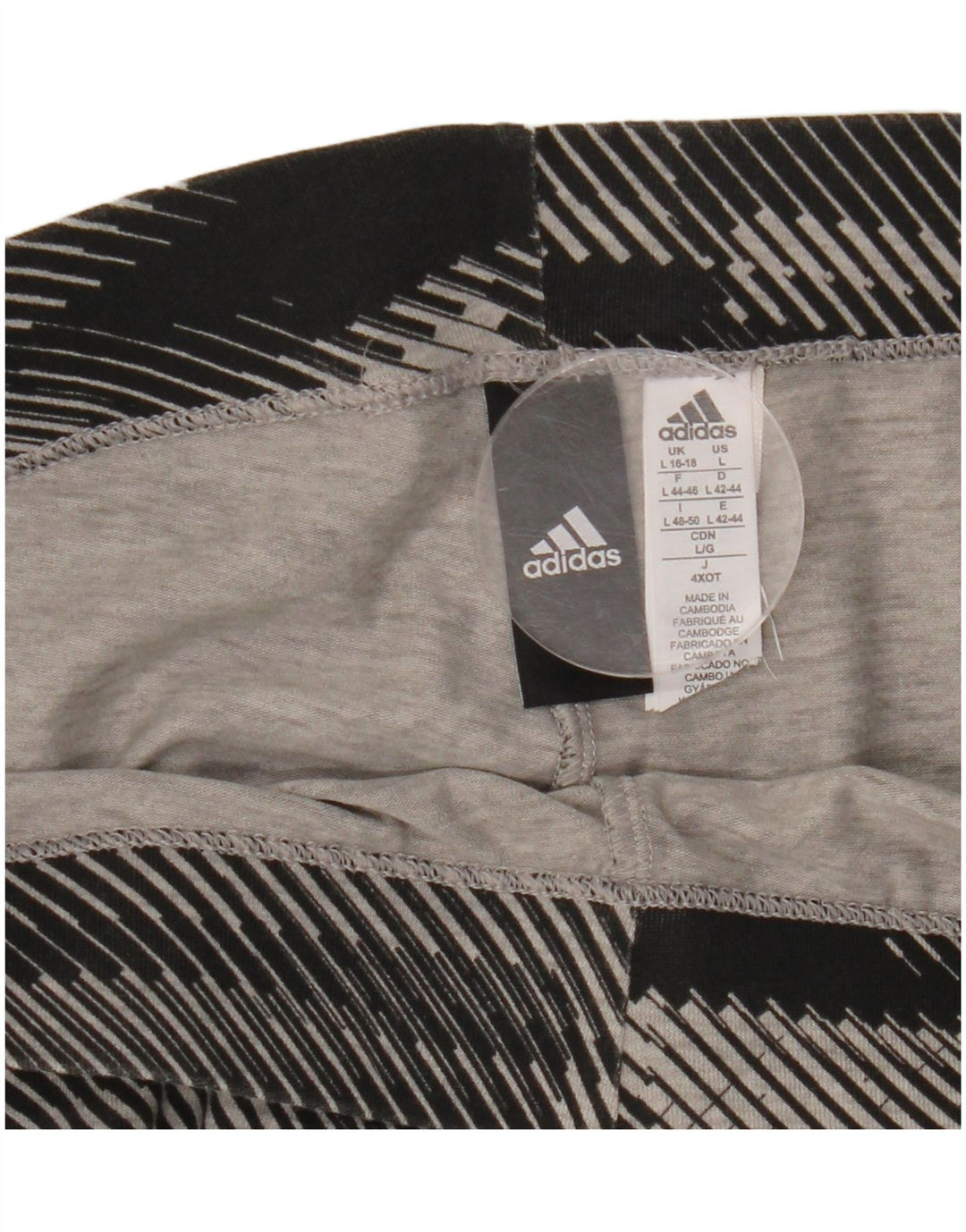 ADIDAS Leggings graphiques pour femmes UK 16/18 Grand coton rayé noir