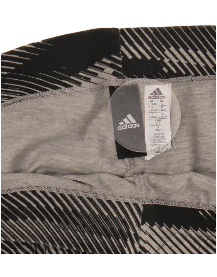 ADIDAS Leggings graphiques pour femmes UK 16/18 Grand coton rayé noir