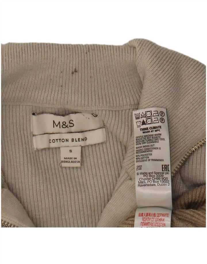 Marks & Spencer Pull à col zippé pour femme UK 10 Small Gris Colorblock