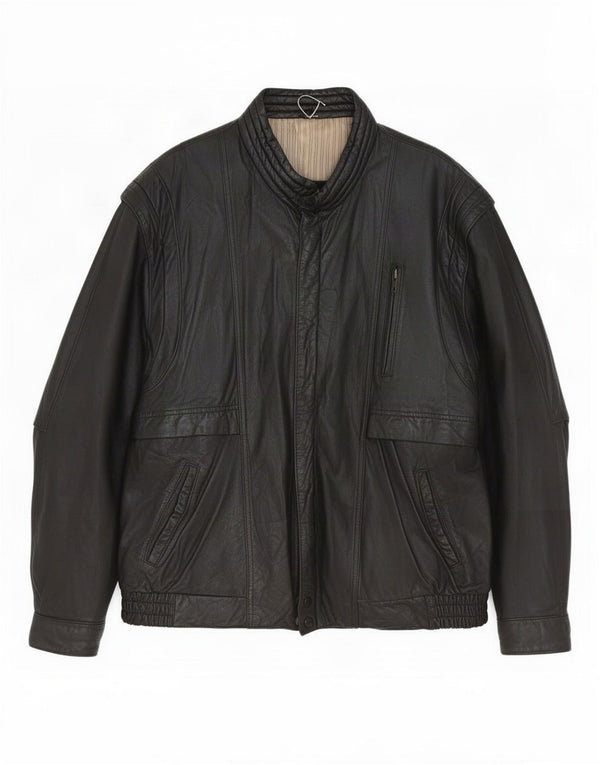 veste en cuir homme vintage UK 40 Grand Noir