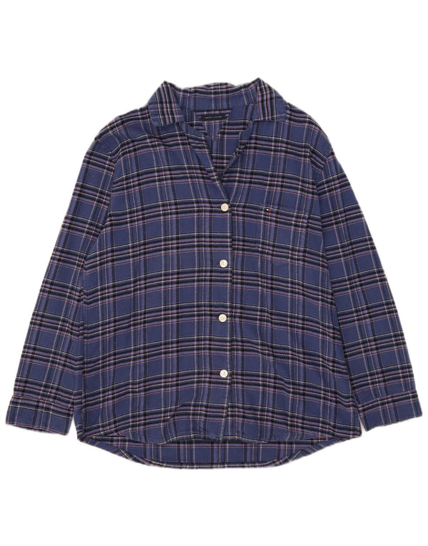 Tommy Hilfiger Chemise en flanelle pour femme UK 18 XL Bleu marine à carreaux en coton
