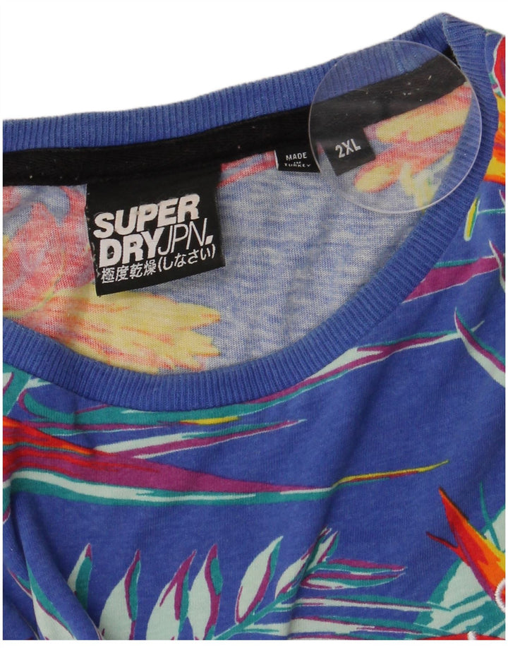 SUPERDRY T-Shirt Graphique Homme 2XL Bleu Floral