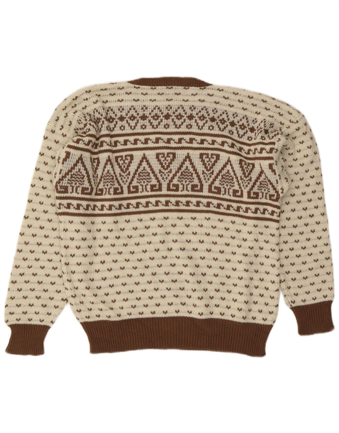 C & A Pull col rond pour homme IT 48/50 Beige moyen Fair Isle