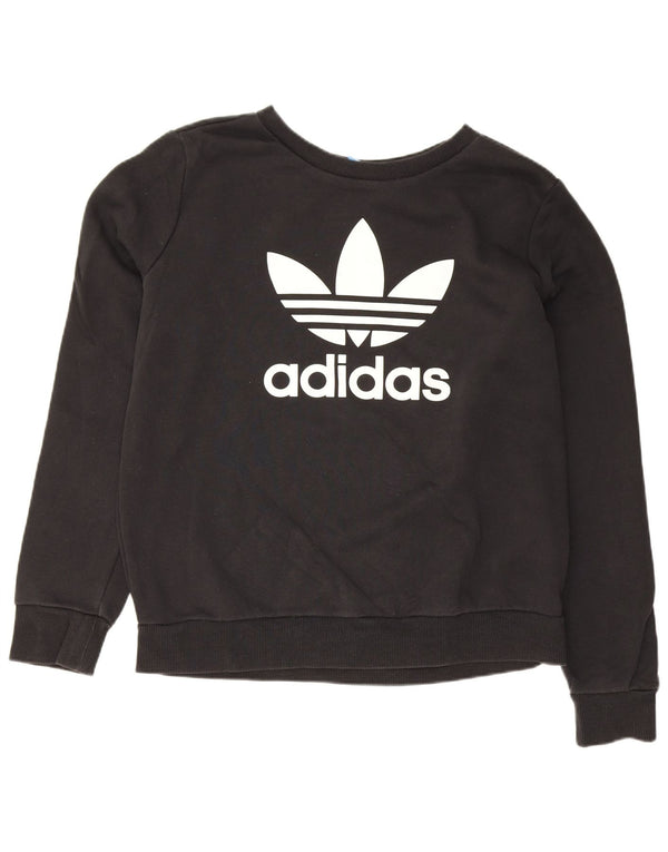Adidas Sweat-shirt surdimensionné graphique pour femme UK 10 Petit coton noir