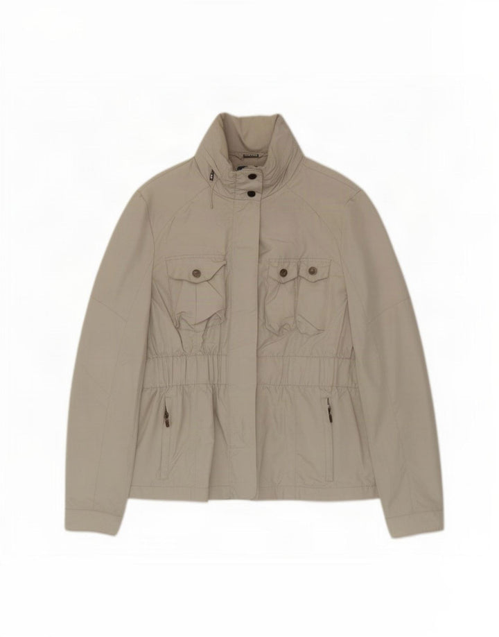 Zara Veste utilitaire à capuche pour femme UK 14 Large Beige Polyester