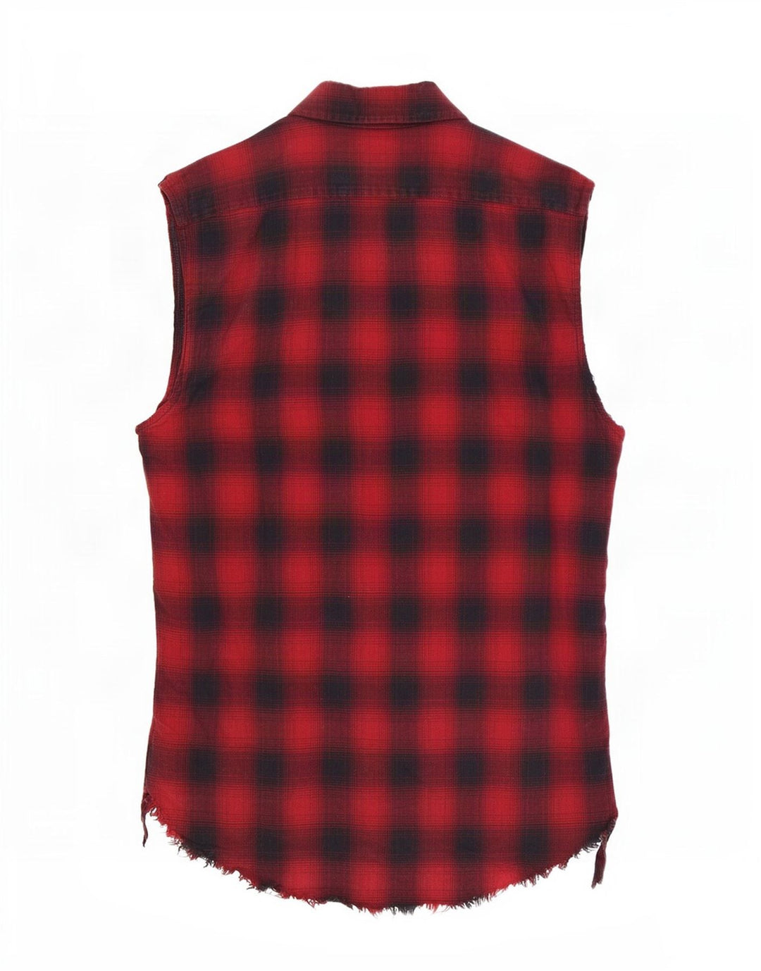 Zara Chemise sans manches en flanelle coupe régulière pour homme à carreaux rouges moyens