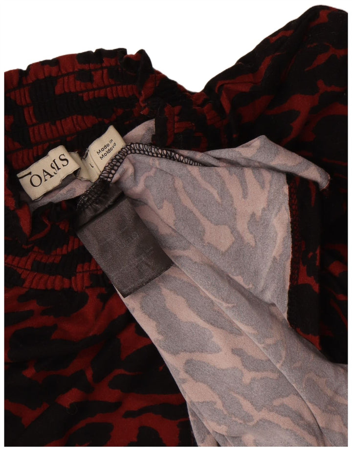 Oasis Chemisier à Manches Longues pour Femme UK 44 Grand Rouge Imprimé Animal Polyester