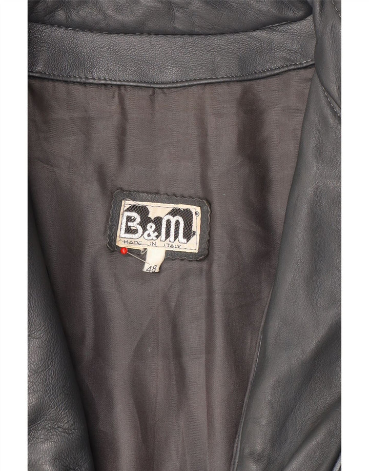 veste en cuir homme vintage IT 48 cuir gris moyen