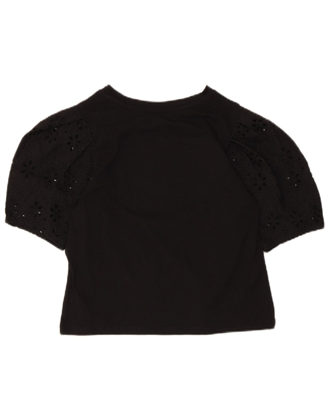 Zara Womens Crop Blouse Top UK 10 Petit Noir