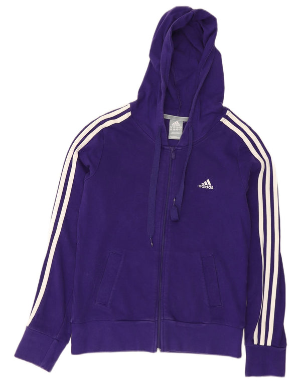 Adidas Pull à capuche zippé pour femme UK 12 Coton violet moyen