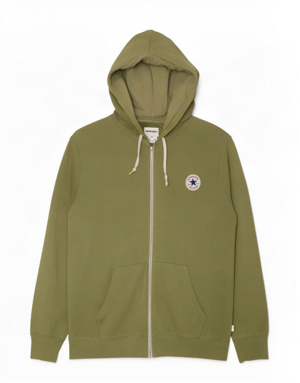 Converse Pull à capuche zippé pour homme XL en coton vert