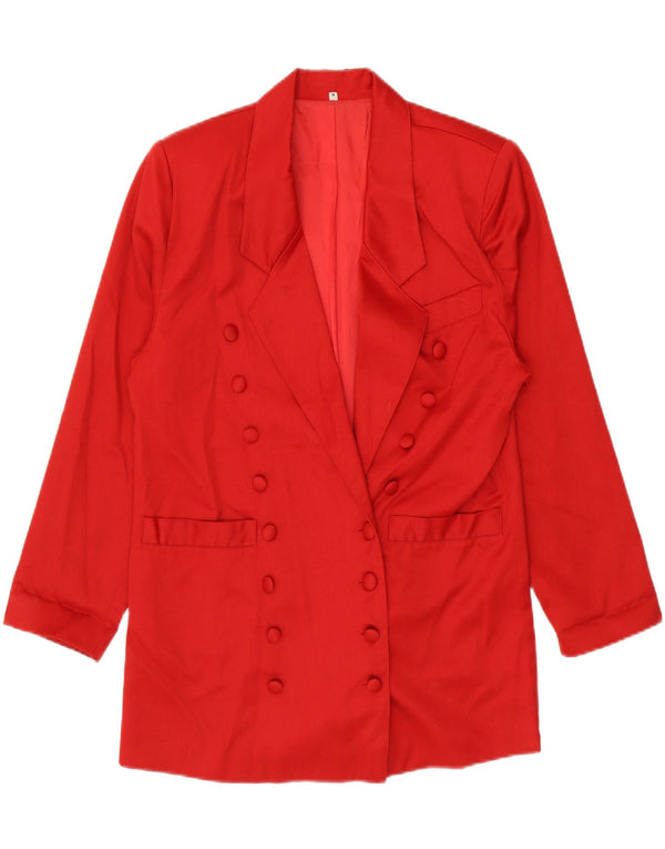 vintage Femmes Longline Double Breasted Blazer Veste UK 14 Rouge Moyen