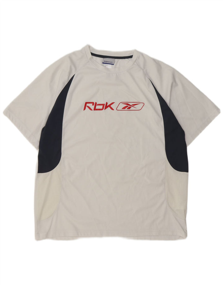 REEBOK T-Shirt Graphique Homme XL Blanc Colorblock