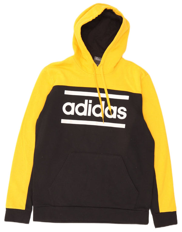Adidas Pull à capuche graphique pour hommes en coton color block jaune grand