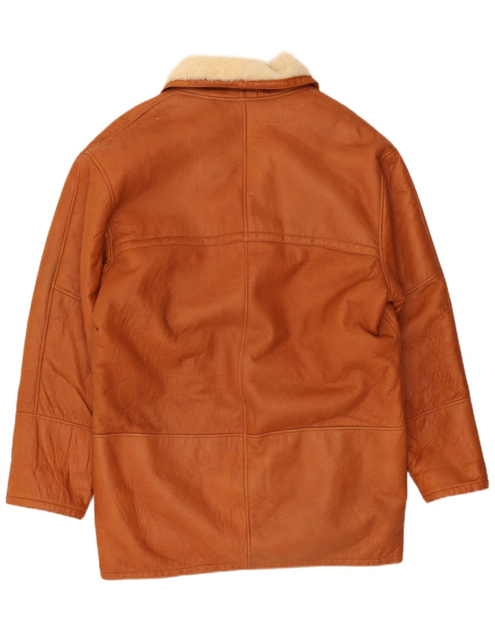 VINTAGE Manteau en peau de mouton pour homme IT 50 Grand cuir de mouton marron