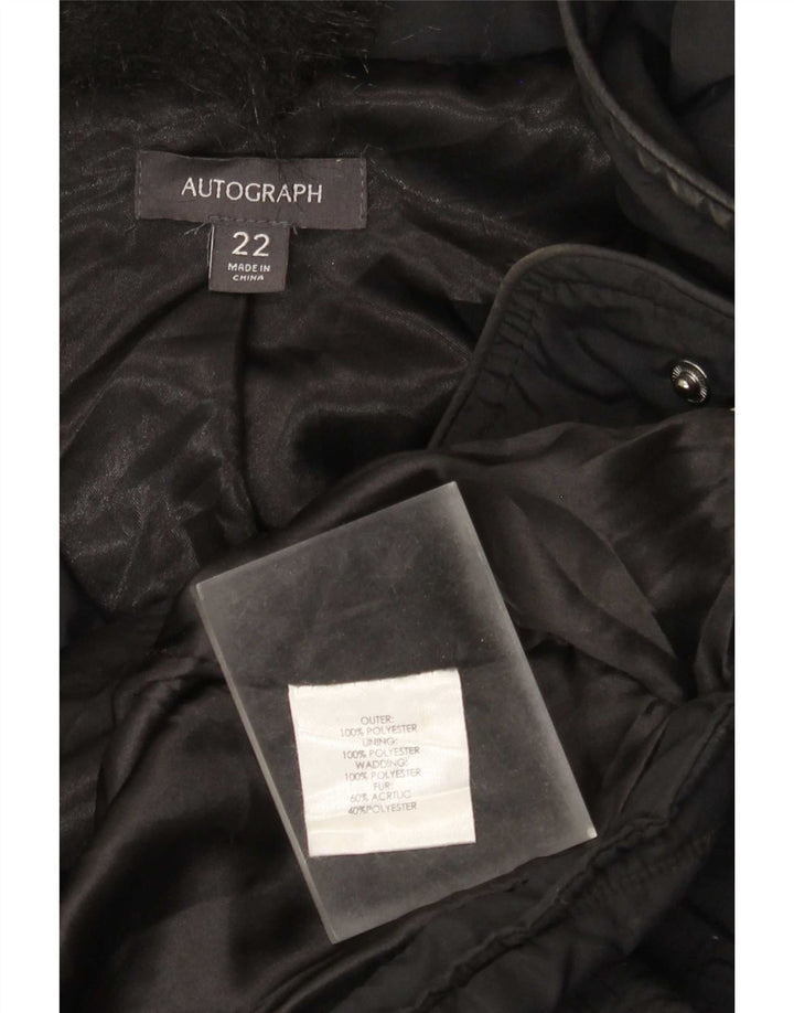 Marks & Spencer Manteau rembourré à capuche pour femme UK 22 3XL Noir Polyester