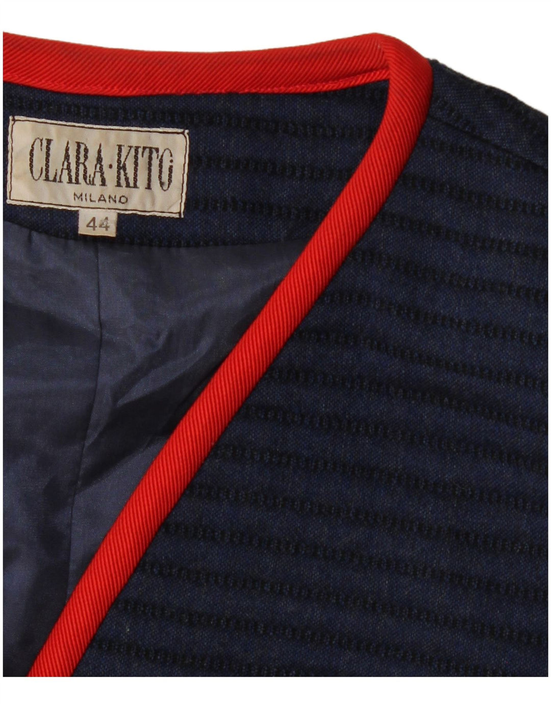 VINTAGE Veste Blazer 3 Boutons Femme IT 44 Bleu Marine Moyen Rayé