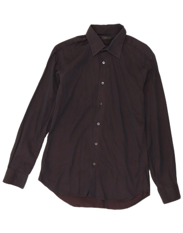 Calvin Klein Chemise Homme Taille 40 Medium Burgundy Pinstripe
