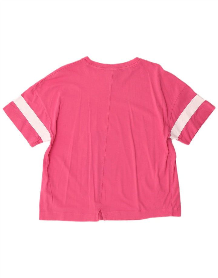 DIADORA T-Shirt Femme UK 44 Coton Rayé Rose Moyen