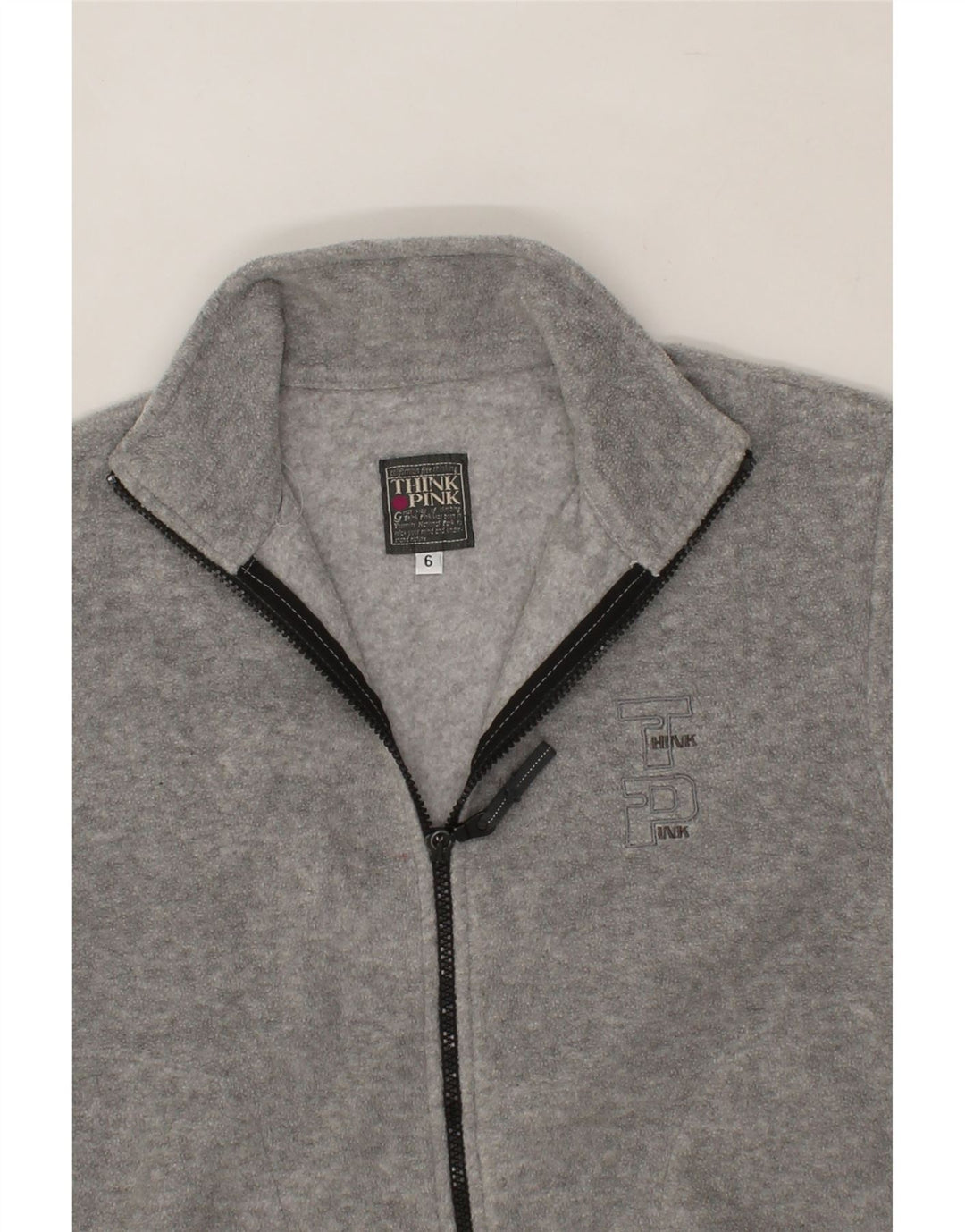 THINK PINK Boys Fleece Jacket 5-6 Years Grey Polyester Vintage Think Pink and Second-Hand Think Pink from Messina Hembry 