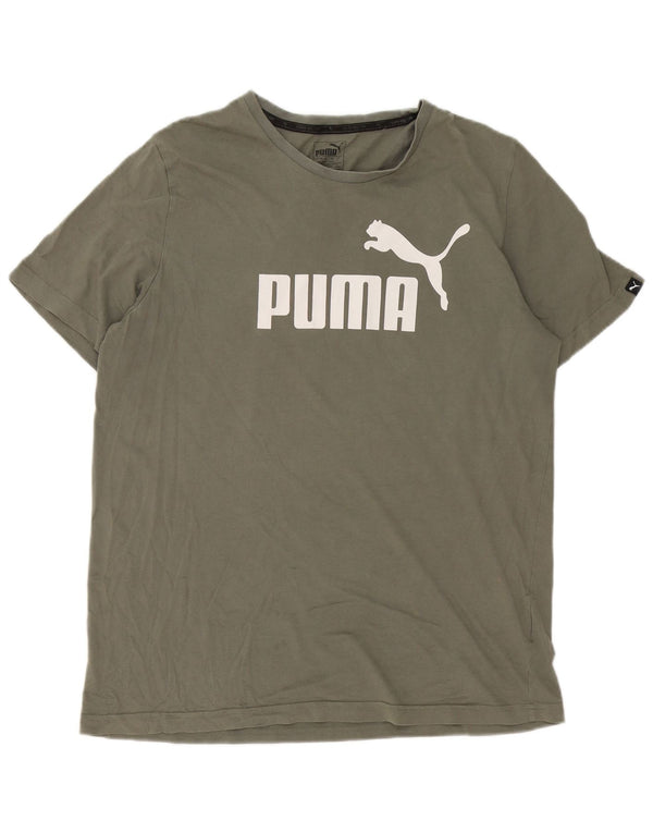 Puma T-Shirt Graphique Homme Vert Large Coton