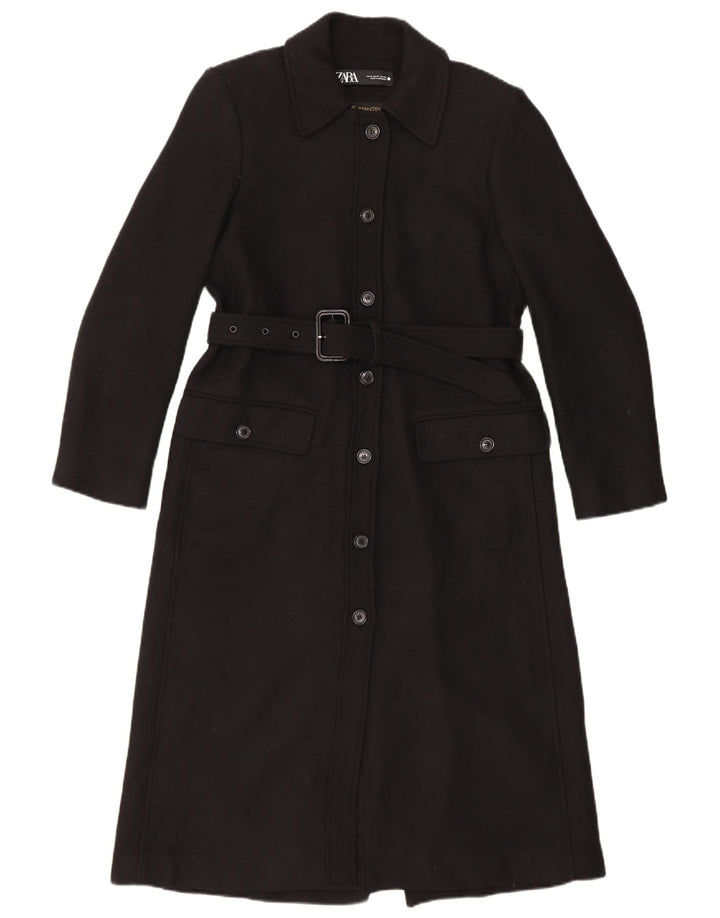 Zara Femme Pardessus UK 14 Laine Noir Moyen