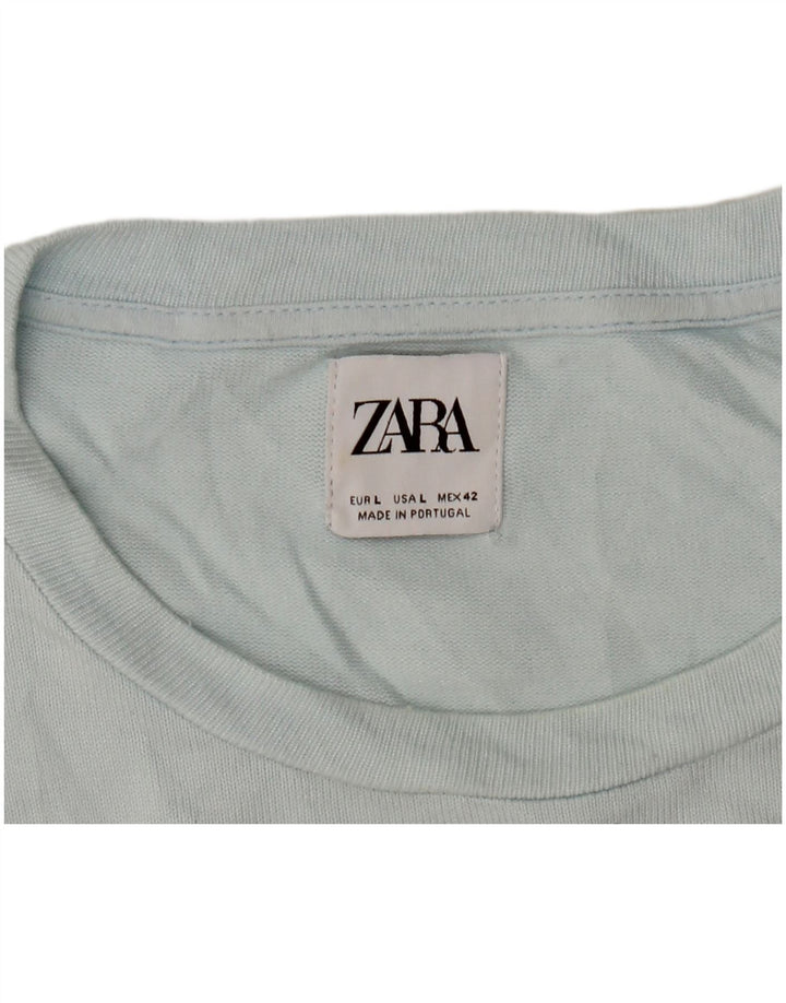 Zara T-Shirt Homme Haut Large Bleu