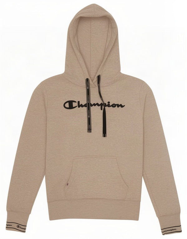 Champion Pull à capuche graphique pour femme UK 14 Coton moucheté beige moyen